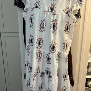 White and Paisley ruffled dress size small